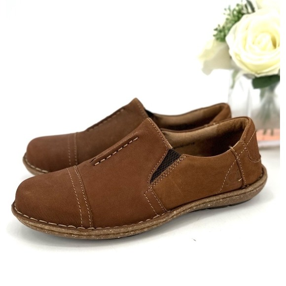 Born Shoes - Born Nampa Loafer Women's Size 6.5 Comfort Slip On Shoe Brown Nubuck Leather